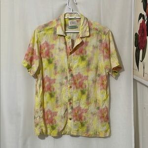 Scotch & Soda Peace of Mind Yellow Short Sleeve Button Shirt